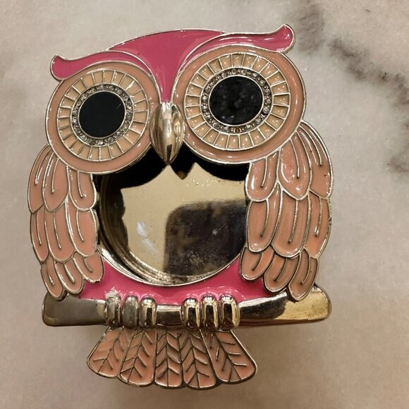 Bath & Body Works Scentportable Pink Owl Rhinestones Eyes Metal  Visor Clip - Picture 3 of 7